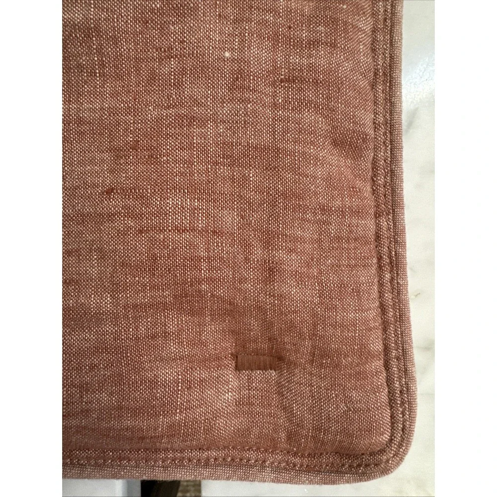 Pottery Barn BRICK Belgian Flax Linen Handcrafted Quilted Sham STANDARD